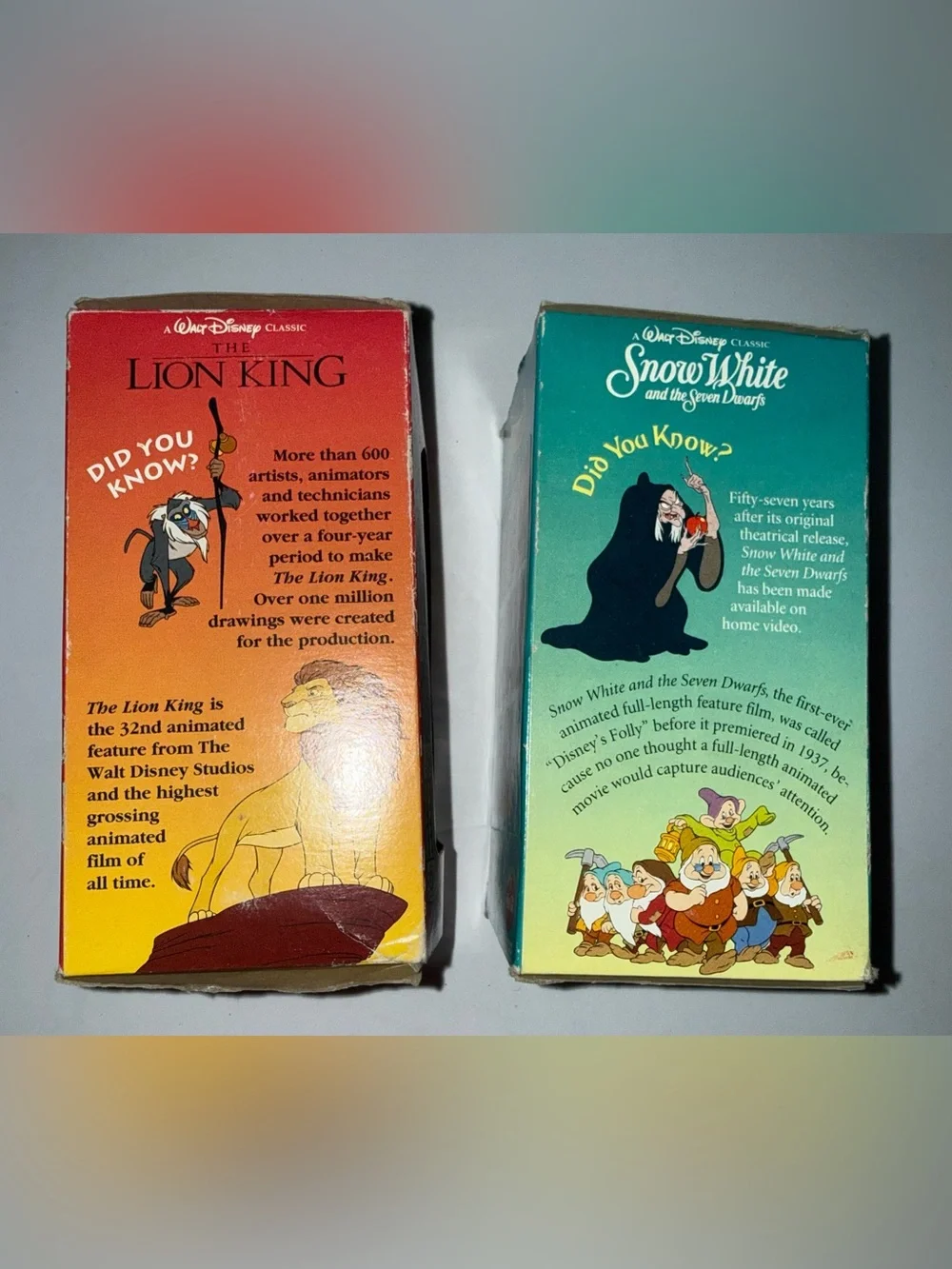 Lion King & Snow White Burger King Collector Series 1994 vintage cups